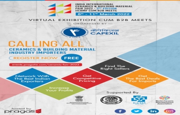 India International Ceramic & Building Material Fair IICBMF with B2B Meet / (Virtual) during 8th to 11th March 2022.